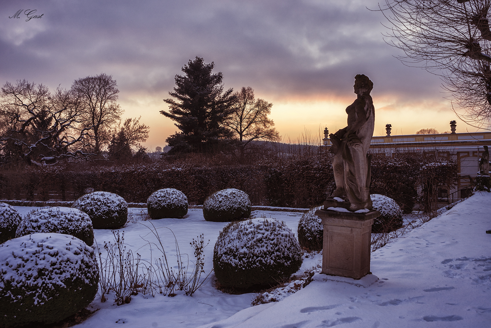Ein melancholicher Winterabend  im Schlosspark Seußlitz